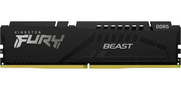 Оперативная память для компьютера 16Gb (1x16Gb) PC5-48000 6000MHz DDR5 DIMM CL40 Kingston FURY Beast Black (KF560C40BB-16)