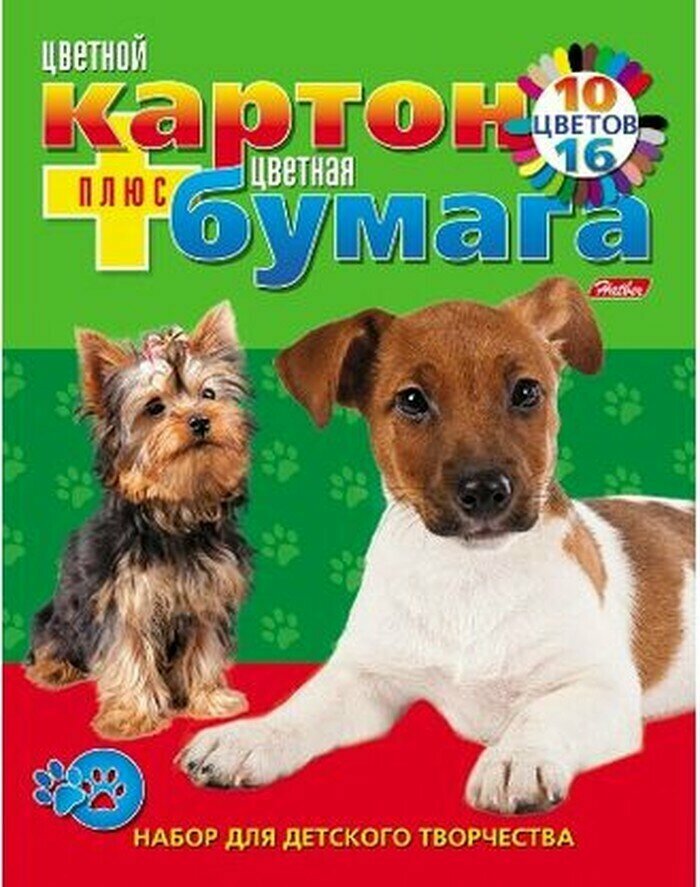 Картон цветной и бумага цветная "Два щенка" 26НКБ4к