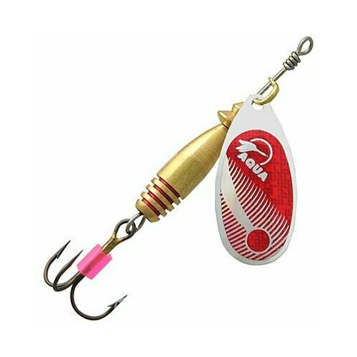 фото Блесна для рыбалки aqua colan 14,0g, лепесток № 4, цвет cl-11 (серебро, красный), 1 штука