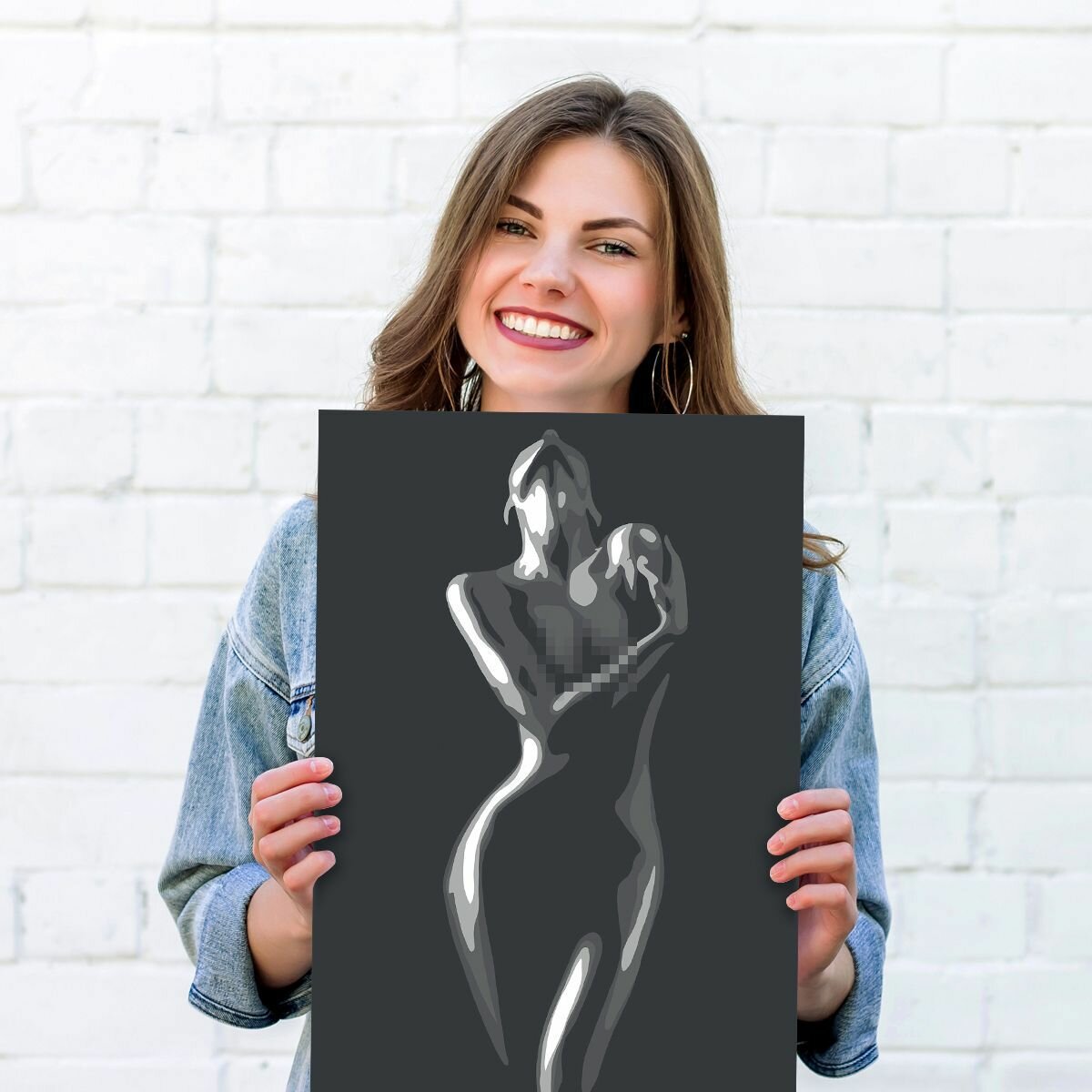 Постер А3. Девушка в темноте. Матовая фотобумага