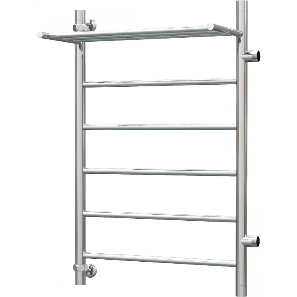 фото Водяной полотенцесушитель Роснерж Прямая L107101 80x40 с полкой и боковым подключением 600, правый