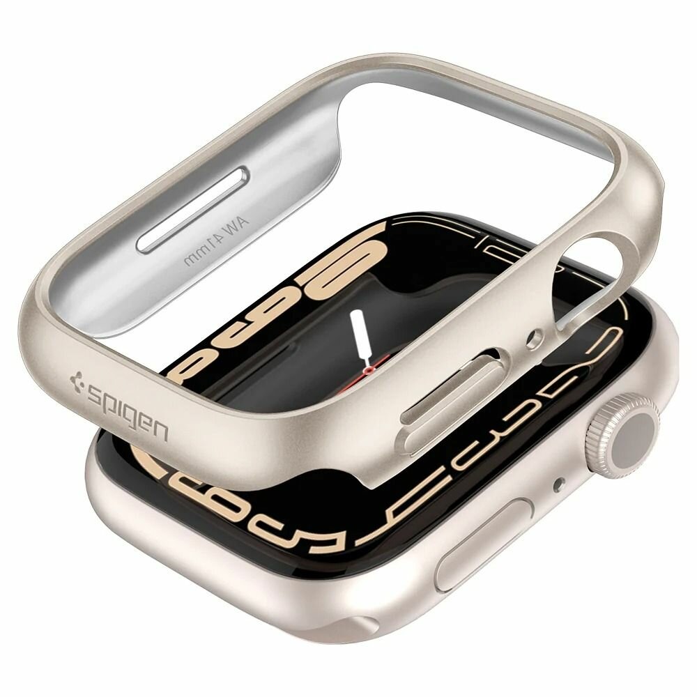 Клип-кейс SPIGEN для Apple Watch 8 / 7 (41mm) - Thin Fit - Серебристый - ACS04185 — фото 2