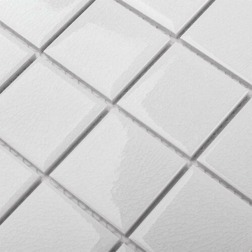 Мозаика керамическая для кухни чип 48x48 Homework Crackle Glossy White Starmosaic 306х306/6, упаковка 20 листов / 1.87 кв. м
