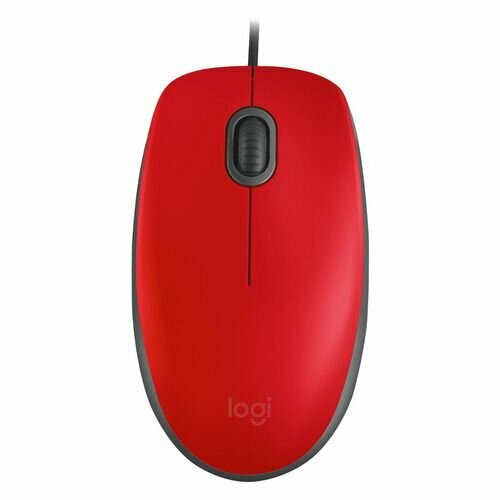 Мышь Logitech M110, оптическая, проводная, USB, красный и черный [910-005501 ]