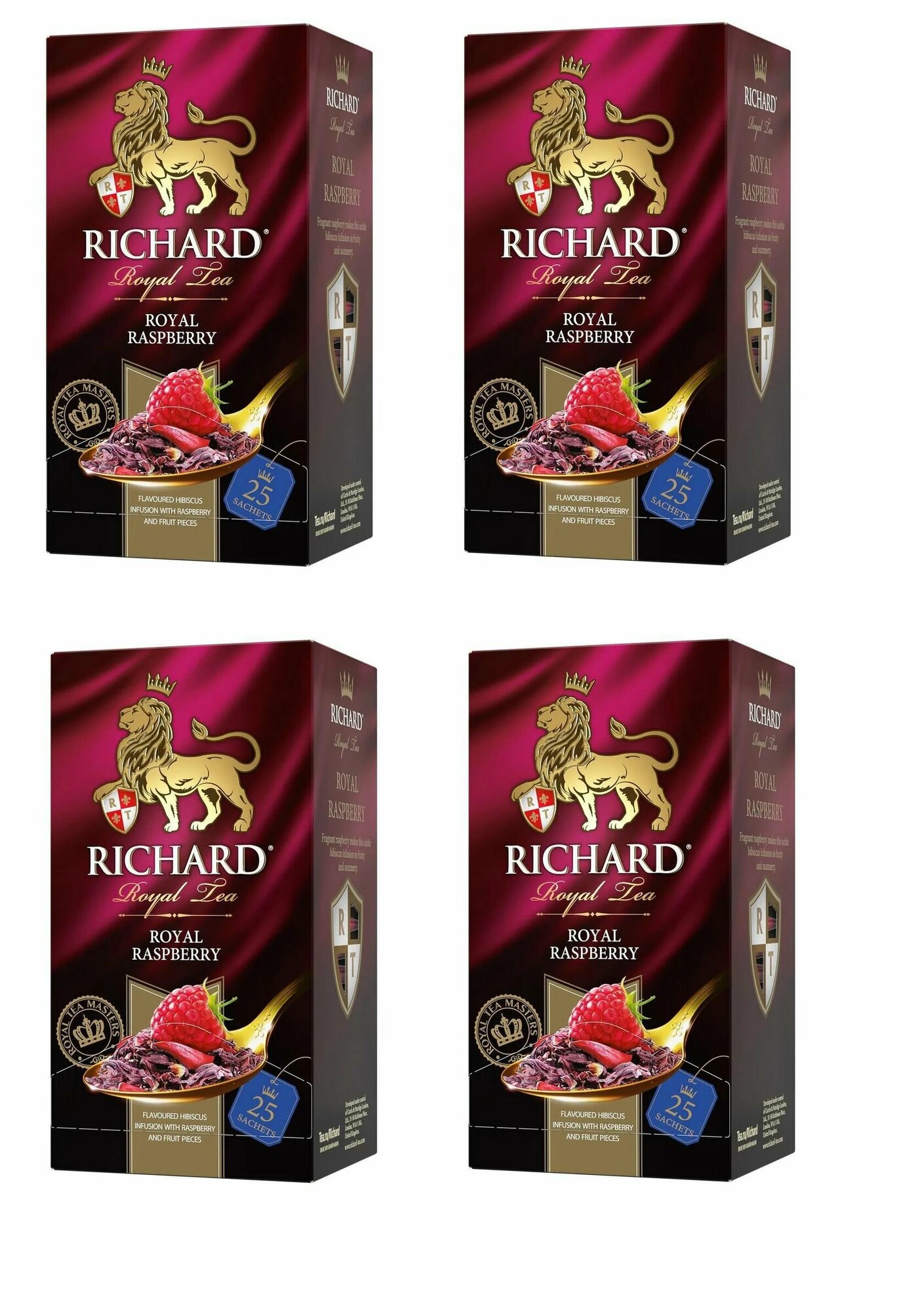 Фруктовый чай "Richard Royal Raspberry" 25 пакетиков 4 упаковки - фотография № 1