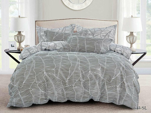 Комплект сатинового постельного белья 643-SL Cleo (серый), 1,5 спальный (наволочки 70x70)