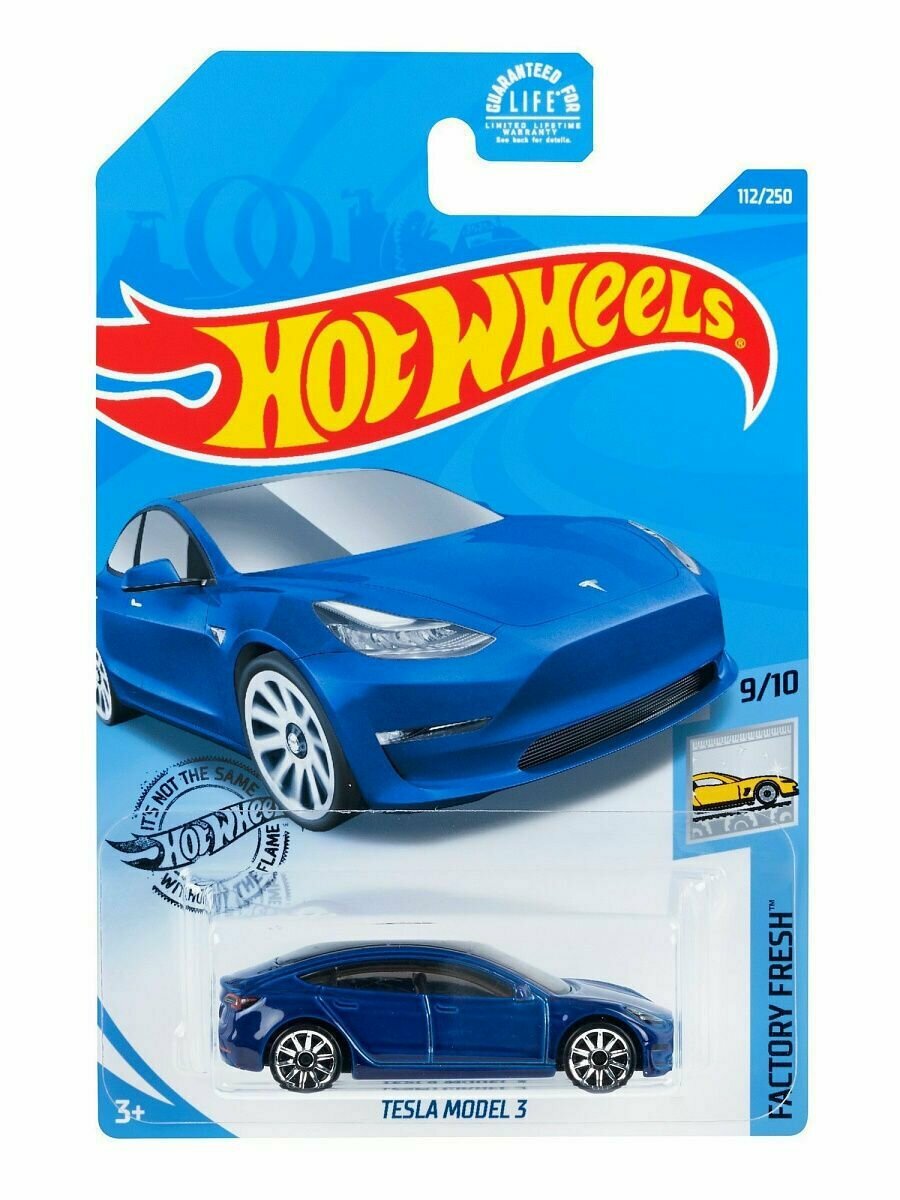 Hot Wheels TESLA MODEL 3 Blue Тесла 112/250 Factory Fresh 9/10 Mattel 2020