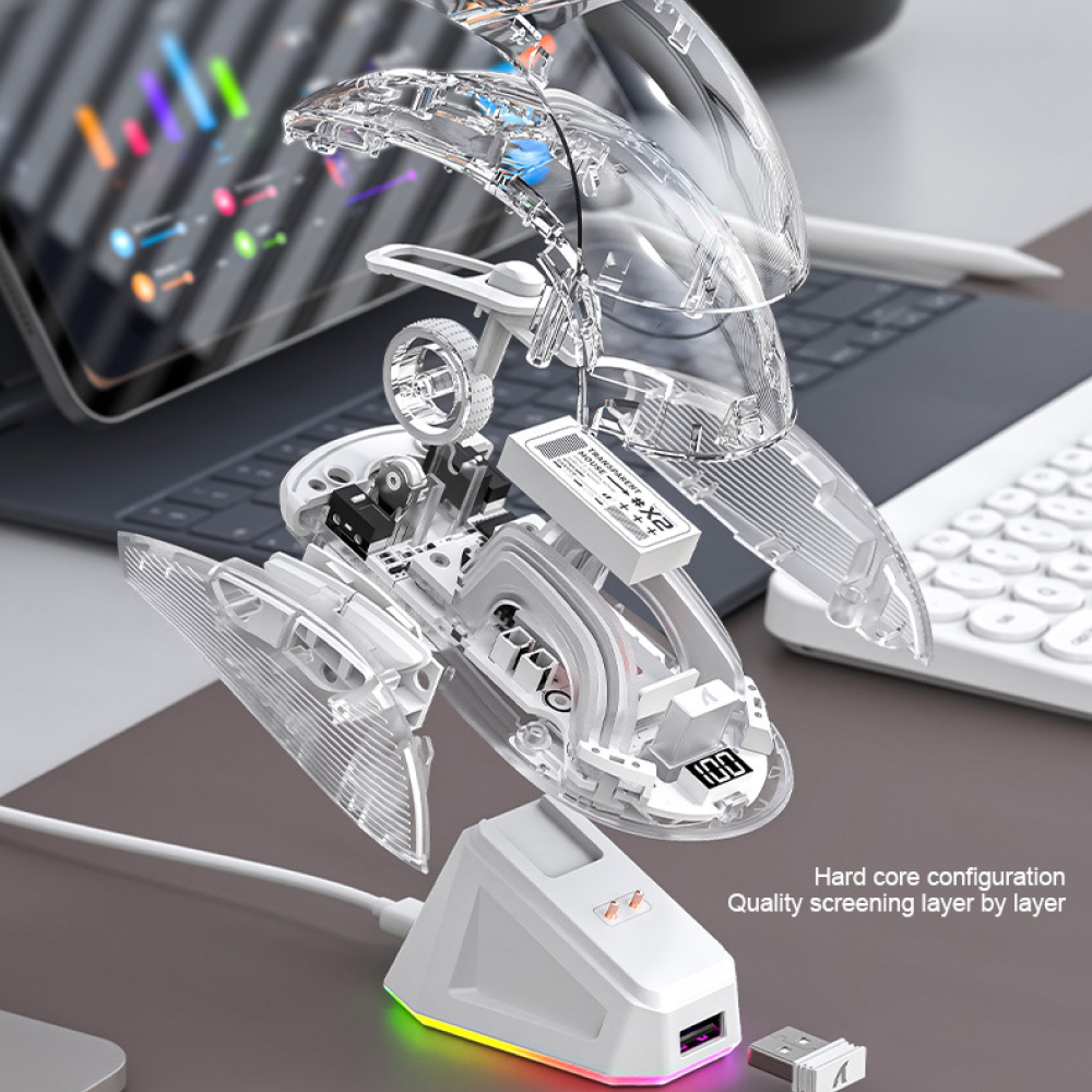 Беспроводная Мышь C Зарядной Станцией Прозрачная Attack Shark X2pro ...