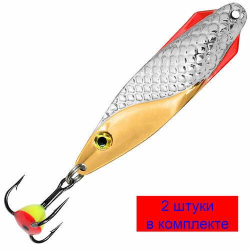фото Блесна для рыбалки зимняя aqua финт 7,5g, цвет 05 (серебро, золото) 2 штуки в комплекте.