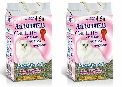 Pussy-cat Наполнитель для кошачьего туалета, Комкующийся, "Прасковейский розовый", 4,5л, 2 уп