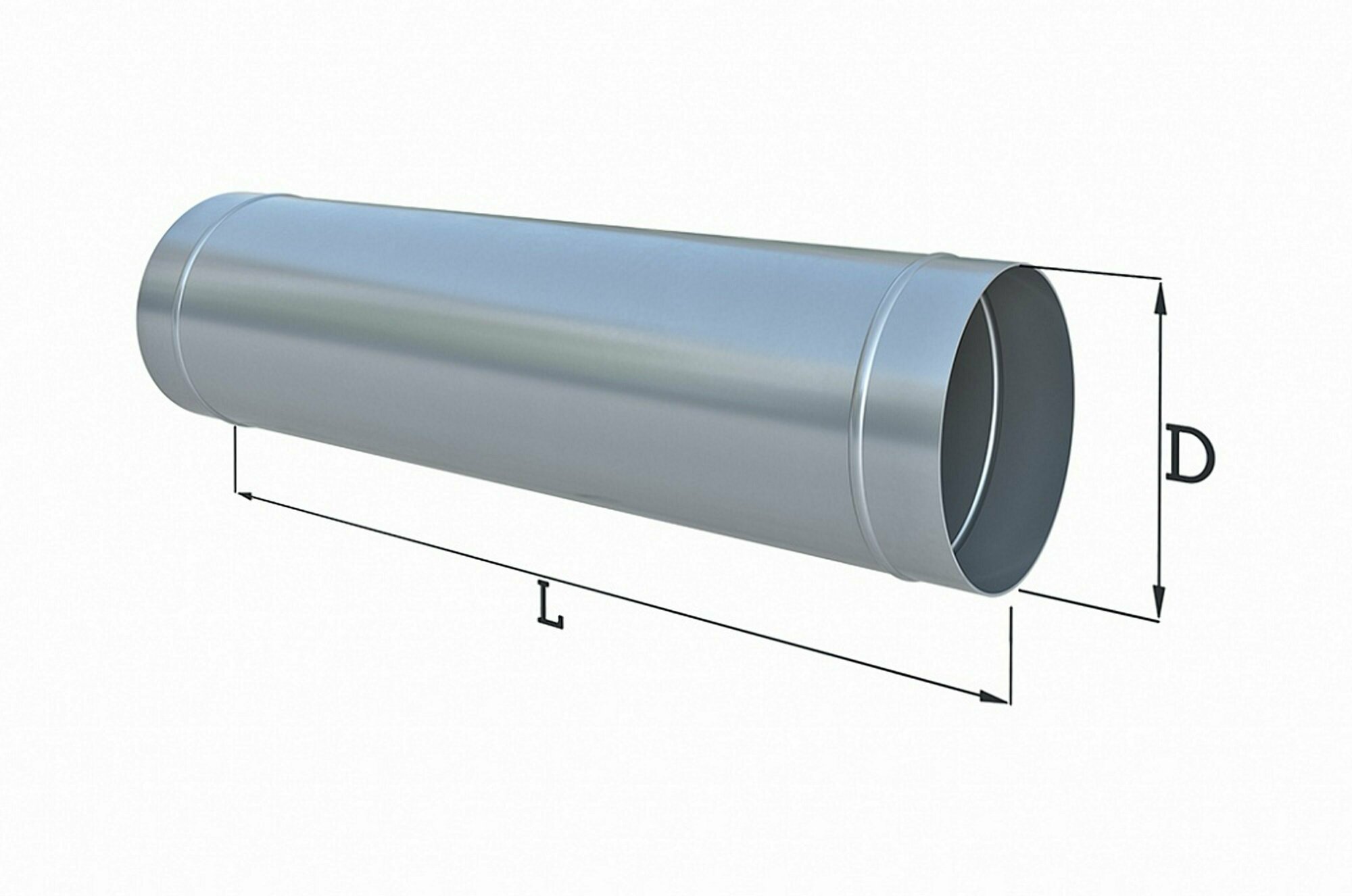 Воздуховод прямошовный Шамрай D160 мм 0.5/1,25м из нержавеющей стали AISI 304