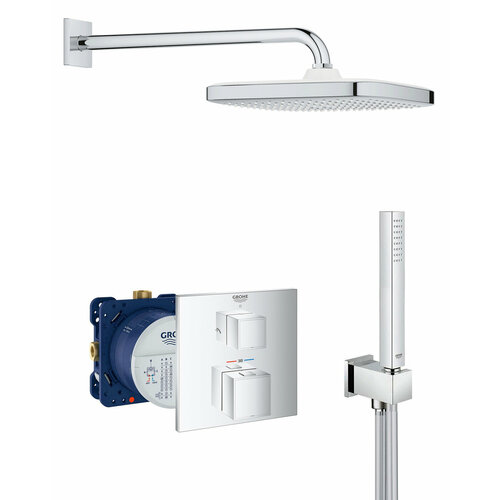 Душевая система с тропическим душем и термостатом Grohe Grohtherm Cube Professional 250, Германия душевая система с тропическим душем grohe plus professional 250 германия