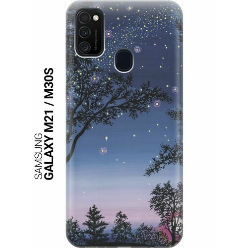 Ультратонкий силиконовый чехол-накладка для Samsung Galaxy M21, M30s с принтом Деревья и звезды ультратонкий силиконовый чехол накладка для samsung galaxy a41 с принтом деревья и звезды