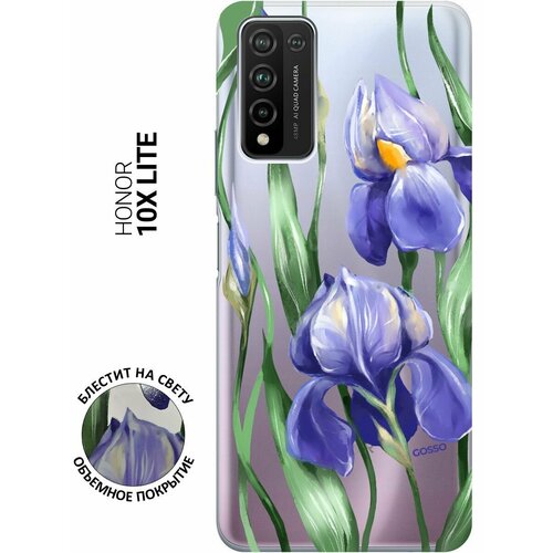 Силиконовый чехол на Honor 10x Lite, Хонор 10Х Лайт с 3D принтом Amazing Irises прозрачный чехол книжка на honor 10 хонор 10 с 3d принтом amazing irises золотой