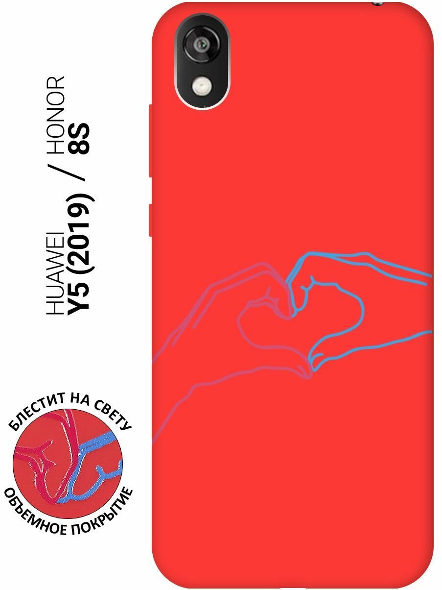 Силиконовый чехол на Honor 8S / Huawei Y5 (2019) / Хуавей У5 2019 / Хонор 8с Silky Touch Premium с принтом "Fall in Love" красный