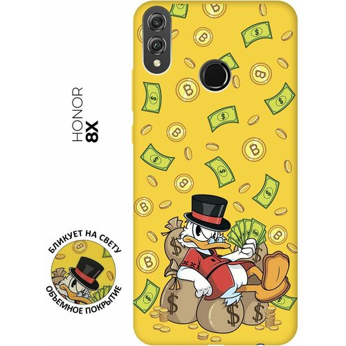 Матовый чехол Rich Scrooge для Honor 8X / Хонор 8Х с 3D эффектом желтый матовый чехол rich scrooge для honor 8 pro хонор 8 про с 3d эффектом черный