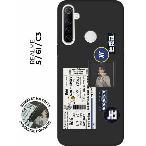 Матовый чехол BTS Stickers для realme 5 / 6i / C3 / Рилми 5 / 6 ай / С3 с 3D эффектом черный матовый чехол camomiles для realme 5 6i c3 рилми 5 6 ай с3 с 3d эффектом черный