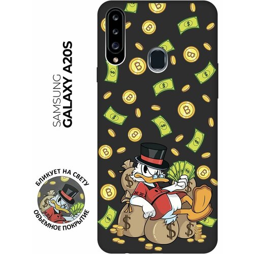 Матовый чехол Rich Scrooge для Samsung Galaxy A20s / Самсунг А20с с 3D эффектом черный силиконовый чехол с принтом rich scrooge для samsung galaxy a20s самсунг а20с