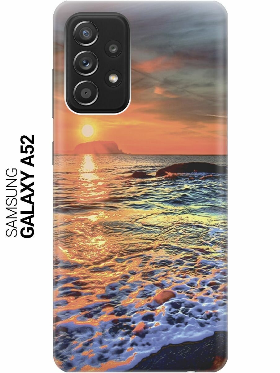 Силиконовый чехол на Samsung Galaxy A52, Самсунг А52 с принтом "Закат на море"
