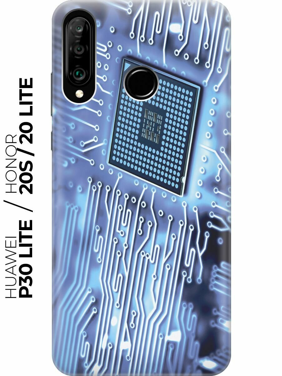 Силиконовый чехол Голубая микросхема на Huawei P30 Lite / Honor 20 Lite / Honor 20s / Хуавей П30 Лайт / Хонор 20 Лайт / Хонор 20s