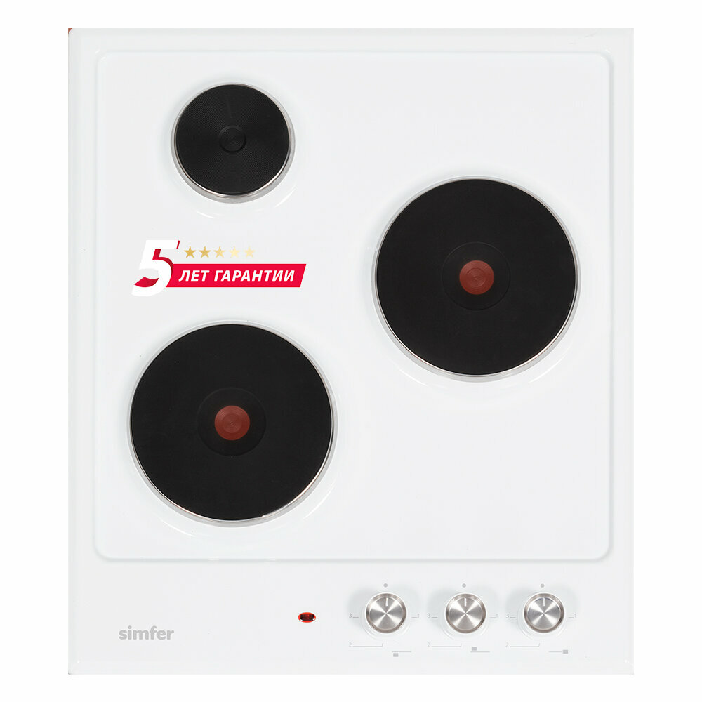 Электрическая варочная панель Simfer H45E03W016, цвет панели белая эмаль, цвет рамки белый