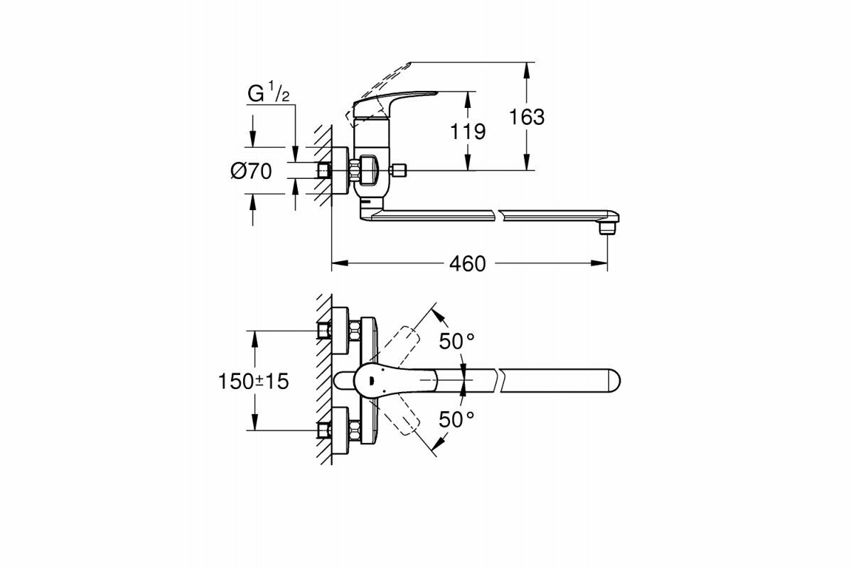 Смеситель Grohe Eurosmart универсальный - фото №7