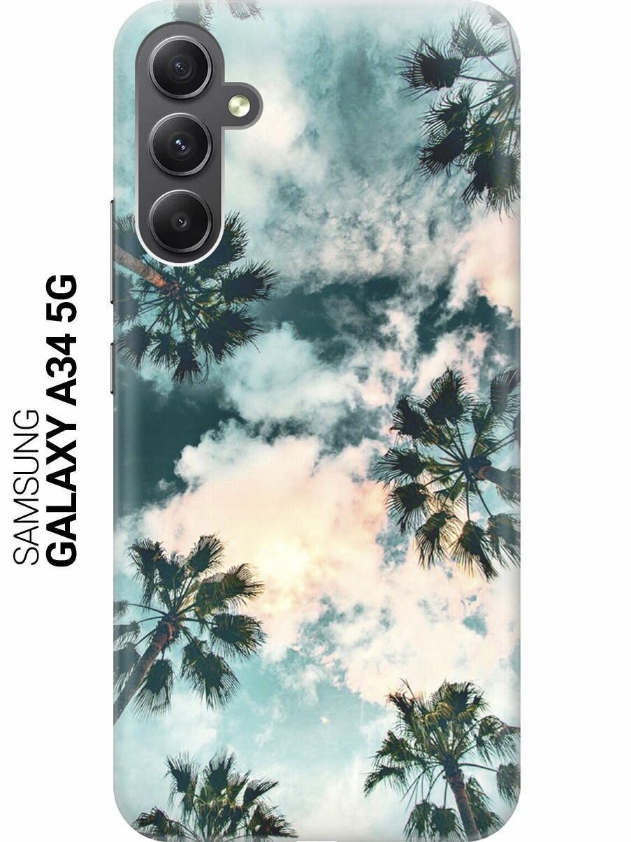 Силиконовый чехол на Samsung Galaxy A34 5G, Самсунг А34 с принтом "Отдых под пальмами"