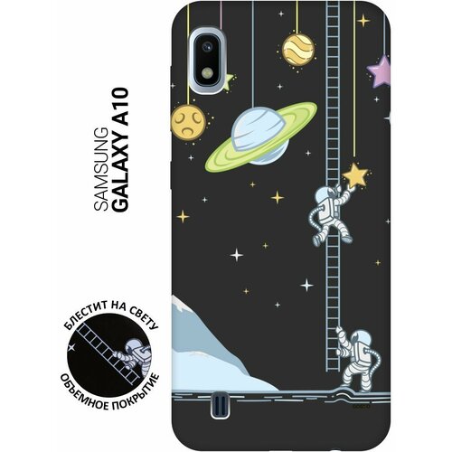 Матовый Soft Touch силиконовый чехол на Samsung Galaxy A10, Самсунг А10 с 3D принтом Ladder into Space черный матовый soft touch силиконовый чехол на samsung galaxy s20 самсунг с20 с 3d принтом ladder into space черный