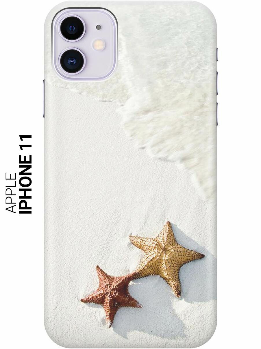 Ультратонкий силиконовый чехол-накладка для Apple iPhone 11 с принтом "Две морские звезды"