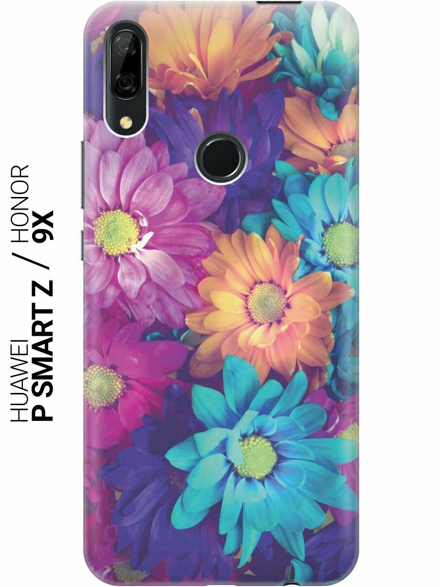 Ультратонкий силиконовый чехол-накладка для Huawei P Smart Z, Honor 9X с принтом "Много цветов"