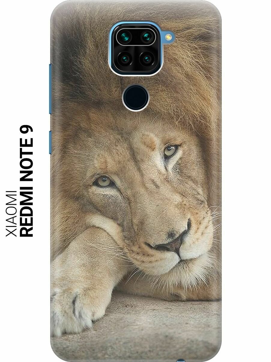 Ультратонкий силиконовый чехол-накладка для Xiaomi Redmi Note 9 с принтом "Спокойный лев"