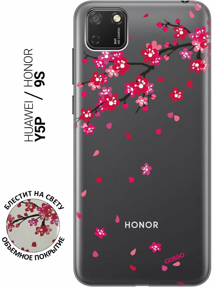 Ультратонкий силиконовый чехол-накладка ClearView для Huawei Y5p, Honor 9S с 3D принтом "Sakura"