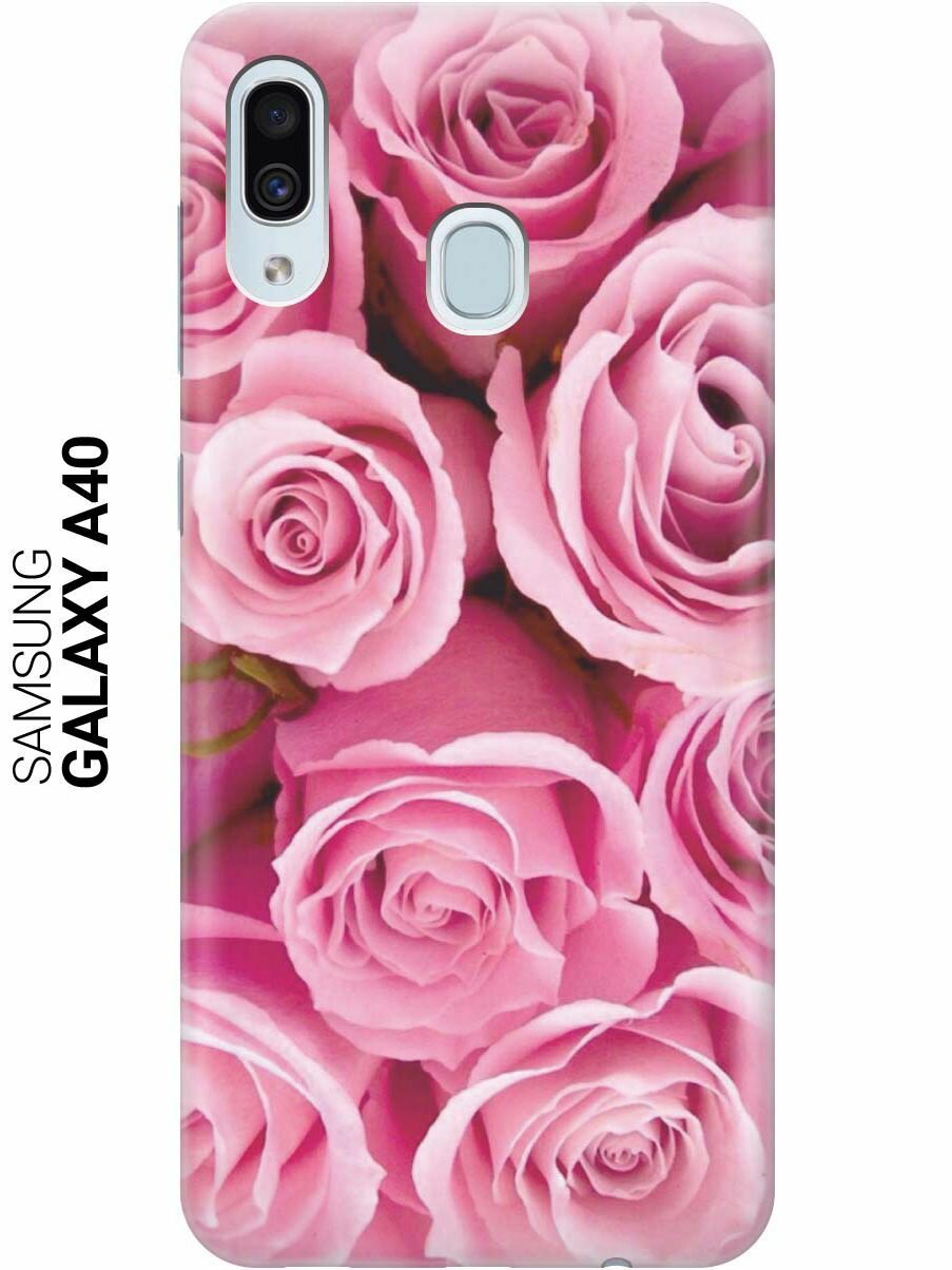 Ультратонкий силиконовый чехол-накладка для Samsung Galaxy A40 с принтом "Букет роз"