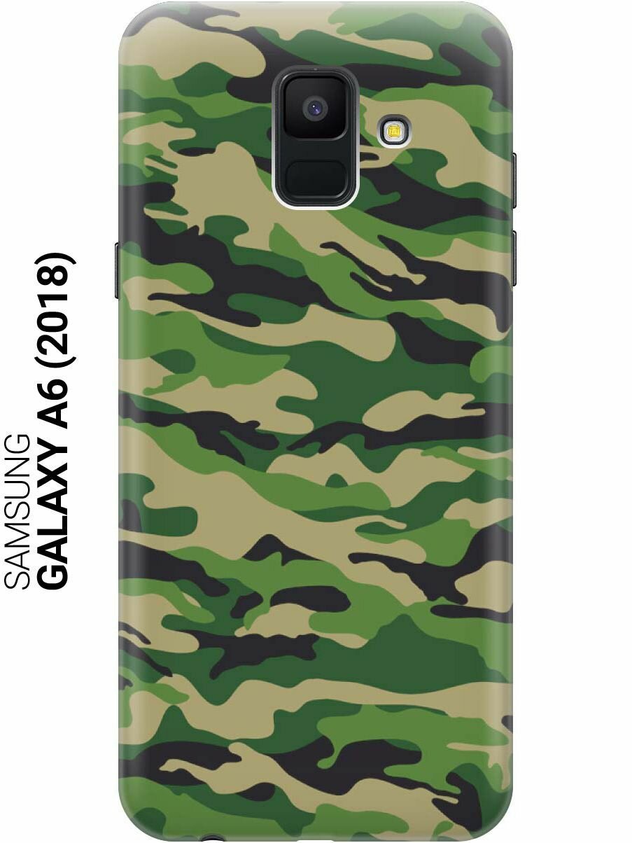 GOSSO Ультратонкий силиконовый чехол-накладка для Samsung Galaxy A6 (2018) с принтом "Темно-зеленое хаки"