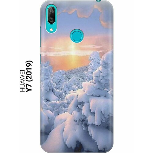 Ультратонкий силиконовый чехол-накладка для Huawei Y7 (2019) с принтом Заснеженный лес ультратонкий силиконовый чехол накладка для huawei y7 prime 2019 с принтом снежные горы и лес