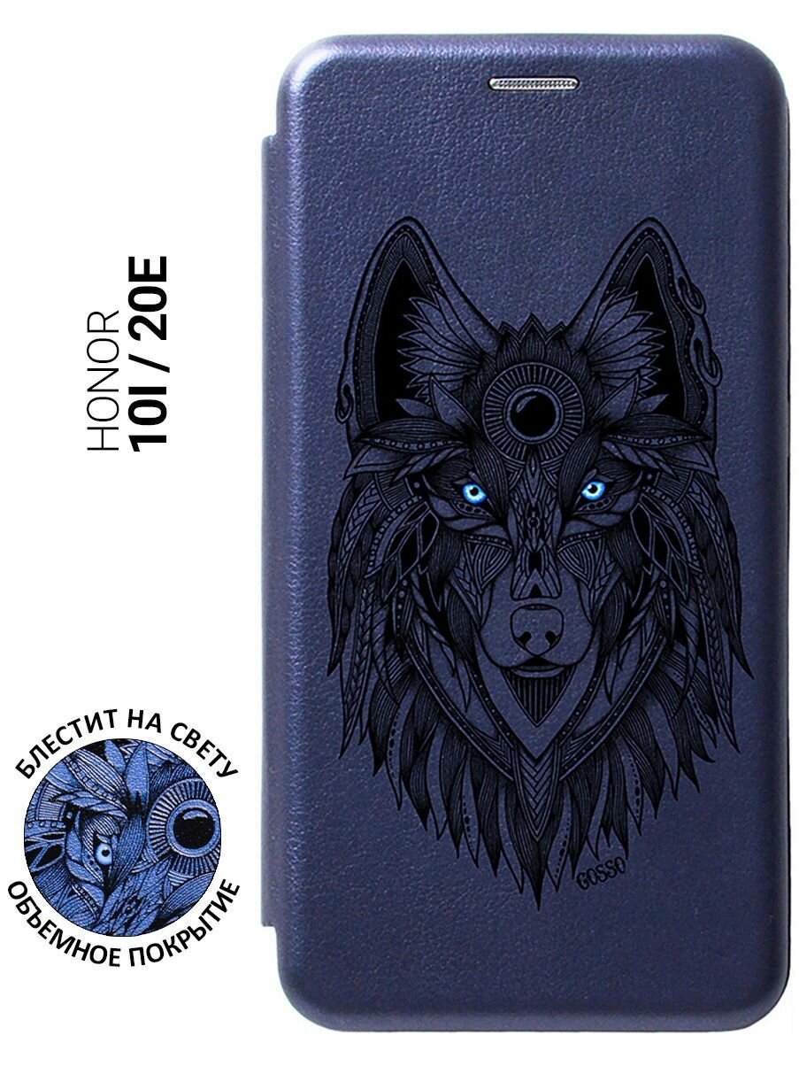 Чехол-книжка Book Art Jack для Honor 10i / 20e с принтом "Grand Wolf" синий