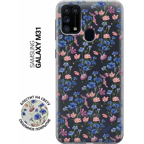 ультратонкий силиконовый чехол накладка transparent для samsung galaxy a20 a30 с 3d принтом lovely cornflowers Ультратонкий силиконовый чехол-накладка для Samsung Galaxy M31 с 3D принтом Lovely Cornflowers