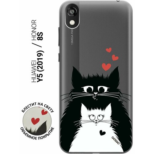 Ультратонкий силиконовый чехол-накладка Transparent для Huawei Y5 (2019), Honor 8S с 3D принтом Cats in Love ультратонкий силиконовый чехол накладка transparent для huawei p smart 2019 honor 10 lite с 3d принтом cats in love