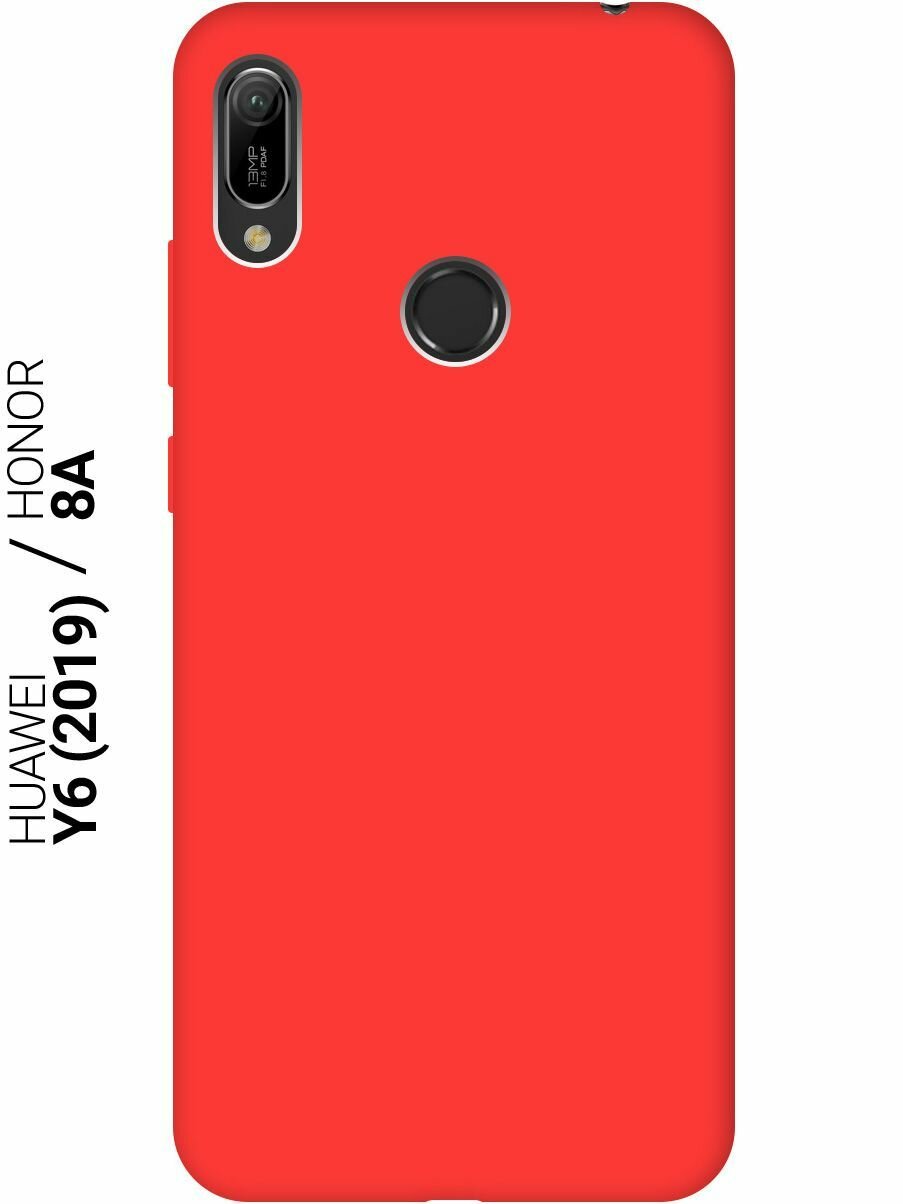 Силиконовый чехол на Honor 8A / 8A Pro / Huawei Y6 (2019) / Y6 Prime (2019) / Хонор 8а / 8а Про / Хуавей У6 2019 / У6 Прайм 2019 Silky Touch красный