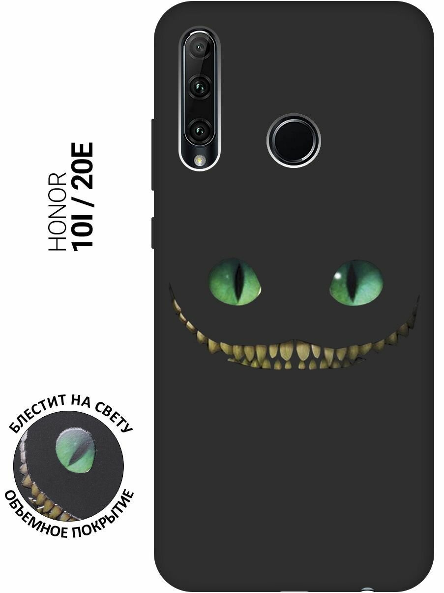 Матовый Soft Touch силиконовый чехол на Honor 10i, 20e, Хонор 10 ай, 20е с 3D принтом "Cheshire Cat" черный