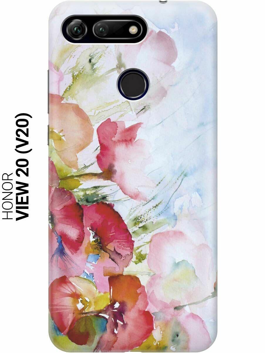 Ультратонкий силиконовый чехол-накладка для Honor View 20 (V20) с принтом "Акварельные цветы"