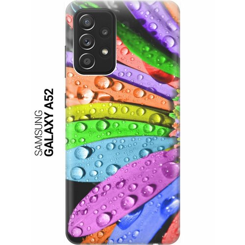 Ультратонкий силиконовый чехол-накладка для Samsung Galaxy A52 с принтом Разноцветные листья в каплях ультратонкий силиконовый чехол накладка для samsung galaxy s21 с принтом разноцветные листья в каплях