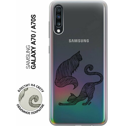 Ультратонкий силиконовый чехол-накладка Transparent для Samsung Galaxy A70, A70s с 3D принтом Lazy Cats ультратонкий силиконовый чехол накладка transparent для samsung galaxy a40 с 3d принтом lazy cats