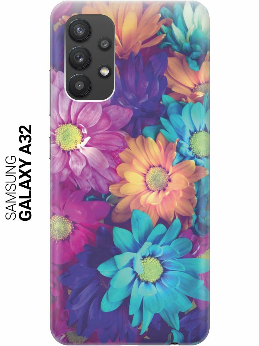 Ультратонкий силиконовый чехол-накладка для Samsung Galaxy A32 с принтом "Много цветов"