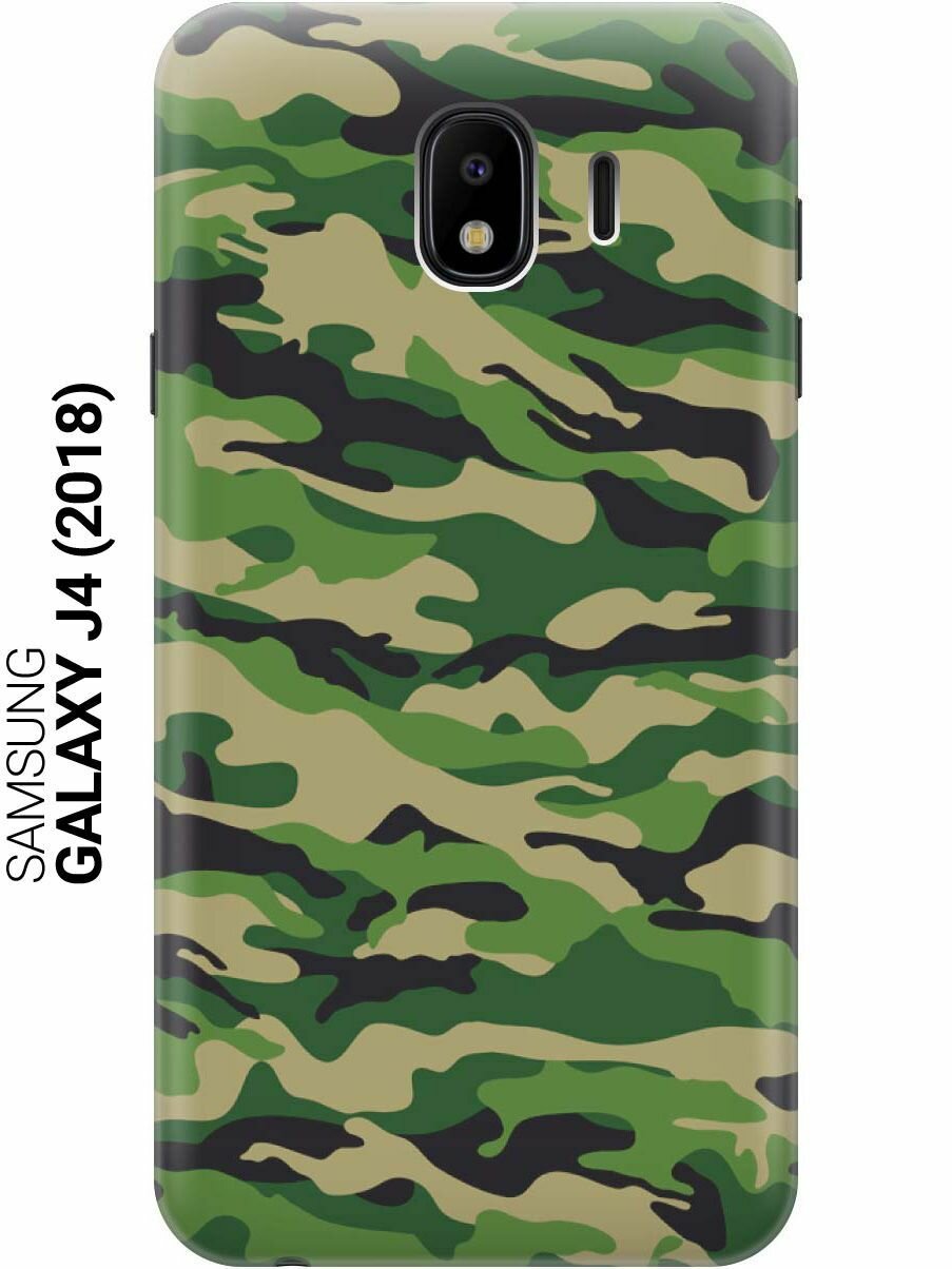 GOSSO Ультратонкий силиконовый чехол-накладка для Samsung Galaxy J4 (2018) с принтом "Темно-зеленое хаки"