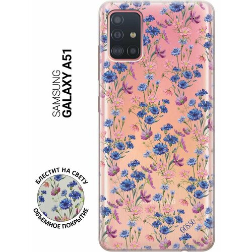 Ультратонкий силиконовый чехол-накладка для Samsung Galaxy A51 с 3D принтом Lovely Cornflowers ультратонкий силиконовый чехол накладка для huawei p40 с 3d принтом lovely cornflowers