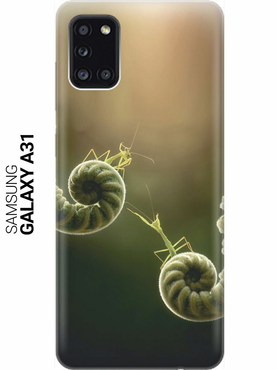 Ультратонкий силиконовый чехол-накладка для Samsung Galaxy A31 с принтом "Пара богомолов"