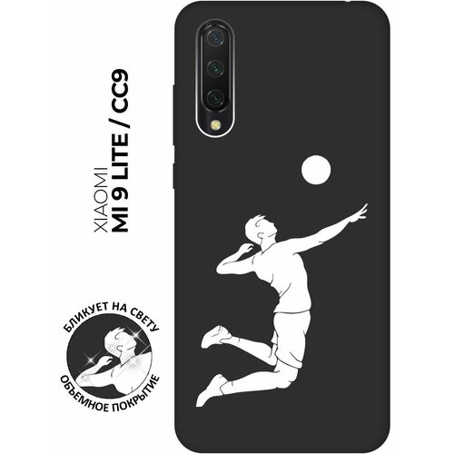 Матовый чехол Volleyball W для Xiaomi Mi 9 Lite / CC9 / Сяоми Ми 9 Лайт / Ми СС9 с 3D эффектом черный