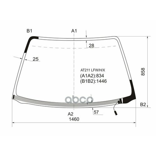 Стекло Лобовое (Обогрев Щеток) Toyota Avensis (T220) 97-03 / Caldina (T210) 97-02 XYG арт. AT211 LFW/H/X