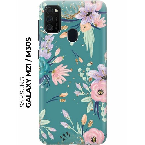 Чехол - накладка ArtColor для Samsung Galaxy M21 / M30s с принтом Цветы и золотые блестки чехол накладка artcolor для samsung galaxy a32 с принтом цветы и золотые блестки